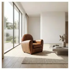 22 GRADOS DECORACION - Poltrona Fass en En cuero Natural 90cm x 85cm