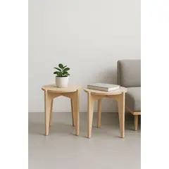 VETTA HOME - Mesa Auxiliar en Madera Plywood - Armado Rápido ORBA 2 UNIDADES
