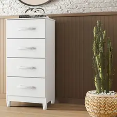 GENERICO - Comoda Mobi Blanco para Habitaciones 4 Cajones