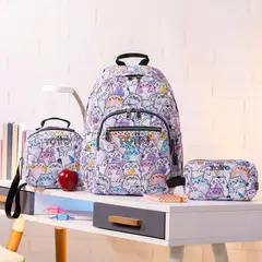 TOTTO - Combo Escolar Juvenil Acuarela Glitter + Lonchera y Cartuchera