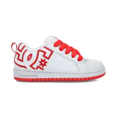 DC SHOES - Tenis Court Graffik niño color Blanco y Rojo