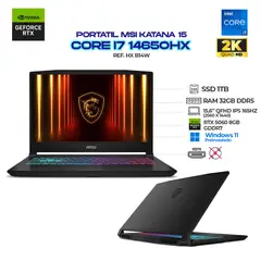 MSI - Portátil Gamer KATANA 16" 144Hz / Core I7-14650HX / RTX 5060 8GB / RAM 32GB / SSD 1TB