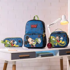 TOTTO - Combo Escolar Morral Mickey Mediano + Lonchera y Cartuchera
