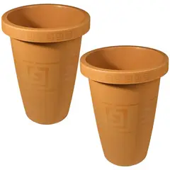 ENERGY PLUS - Set x2 Matera Alta Redonda 195L para Plantas Grandes Jardín