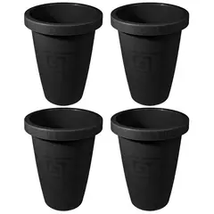 ENERGY PLUS - Set x4 Matera Alta Redonda 195L para Plantas Grandes Jardín