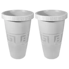 ENERGY PLUS - Set x2 Matera Alta 28L con Diseño Plantas Grandes y Jardín