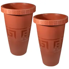 ENERGY PLUS - Set x2 Matera Alta 28L con Diseño Plantas Grandes y Jardín