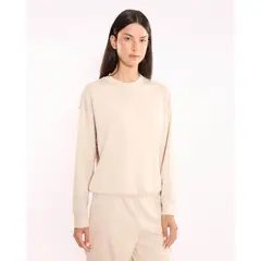 ATMOS - Buzo Básico Cuello Redondo Plush Para Mujer Mocca