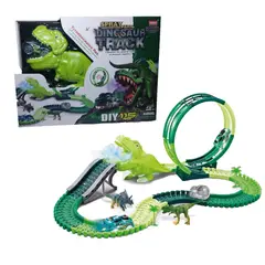 OTRAS MARCAS - Pista De Carritos Dinosaurio Lanza Humo Luces Y Sonido Verde Oscuro