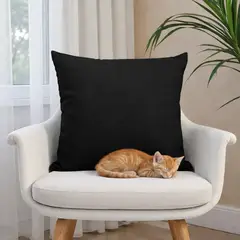 HOGARETO - Cojín Decorativo Negro Pet Friendly 45x45cm Incluye Relleno