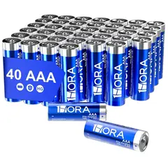 1HORA - Pack 40 Pilas Baterías Alcalinas Triple Aaa Lr03 1.5v
