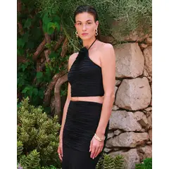 SEVEN SEVEN - Camiseta Para Mujer Manga Sisa Cuello Halter Color Negro X Maygel Coronel #28096285