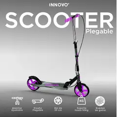 INNOVA - Scooter Plegable Para Niños Con Manillar Ajustable Ruedas Morado