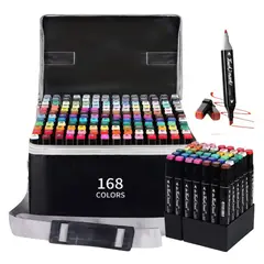 COLME TECHNOLOGY HOME - Set Profesional De Marcadores Plumones Doble Punta 168 Piezas