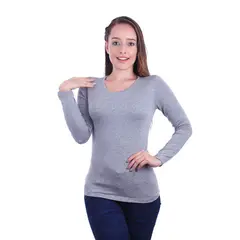 BOCARED - ISIS CAMISETA PARA DAMA MANGA LARGA CUELLO REDONDO EN COLOR GRIS