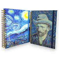 GENERICO - Cuaderno Argollado Van Gogh Cuadriculado pasta dura 105 - 4 materias de 180 hojas