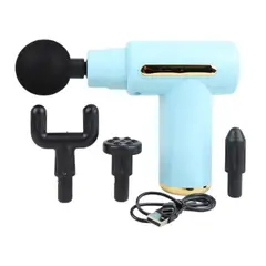 GENERAL - Masajeador Corporal Massage Gun BM1 4 Cabezales 6 Celeste