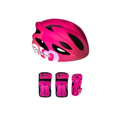 ROLLER - Combo Protecciones Patinaje Rodilleras Coderas Guantes Y Casco Rosa M (36 a 60 KILOS) Aprox