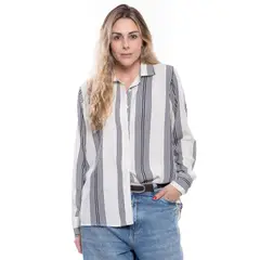 COLOR BLUE - Camisa Manga Larga A Rayas