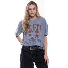 COLOR BLUE - Camiseta Manga Corta Con Estampado En Frente