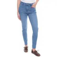 COLOR BLUE - High Waist Skinny Fit Jeans Tono Medio