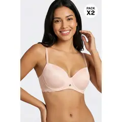 LILI PINK - Brasier cobertura 34 en microfibra satinada paquete x2