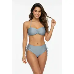 LILI PINK - Vestido de baño estilo bikini en microfibra satinada