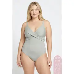 LILI PINK - Vestido de baño enterizo Plus Size en microfibra satinada