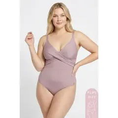 LILI PINK - Vestido de baño enterizo Plus Size en microfibra satinada