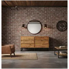 22 GRADOS DECORACION - Consola Criss en Madera Roble Natural y Metal 130cm x 40cm