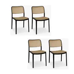 GENERICO - Set x4 sillas solea cuadradas negras