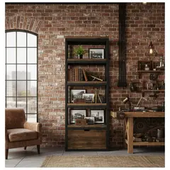 GENERICO - Estante Lluxu en Madera Roble y Metal 140cm x 40cm