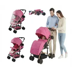 JON DI GROUP SAS - Coche Paseador Para Bebe Reversible Cubrepiés Mosquitero Rosa