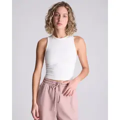 ATMOS - Camiseta Manga Sisa Acanalada Para Mujer Marfil