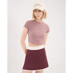 ATMOS - Camiseta Crop Manga Corta Aerius Skin para Mujer Deportiva Color Lila Marca