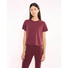 ATMOS - Camiseta Manga Corta Boxy Para Mujer Vino