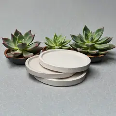 GENERICO - 3 Bandejas En Concreto Base Circular Decorativos Platos Redondos De Cemento 11x11cm