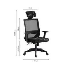 ERGONOMUS - Silla de Oficina Presidente Axton Reclinable con Soporte Lumbar Fijo Negra