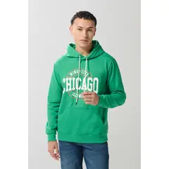 KOAJ - Buzo verde oscuro con capota y arte college en frente Hombre