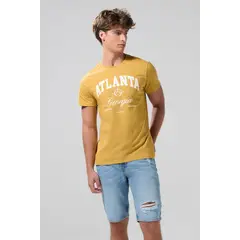 KOAJ - Bermuda slim de jean azul medio con tiro bajo y rotos Hombre