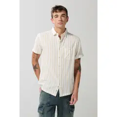 KOAJ - Camisa con cuello sport collar, manga cort Hombre