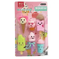 GENERICO - Set X6 Borradores Kawaii Figuras Helado Y Dulces Grandes Surtido