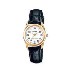 CASIO - Reloj Para Mujer Elegante LTP-V001GL-7B Negro En Cuero
