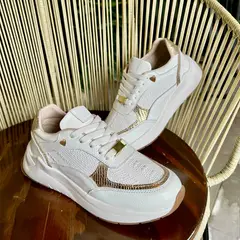 CALZADO BONT - Tenis Blanco Mujer En CUERO Deportivo Bont Baru.