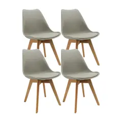 GENERICO - Set X4 Sillas Ema Color Gris Con Cojin Y Patas De Madera