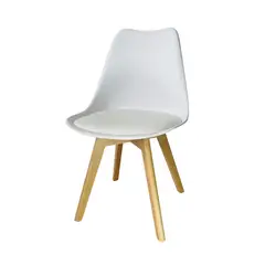 GENERICO - 2 SILLAS EMA CON COJIN PATAS DE MADERA Color Blanco