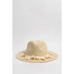 KOAJ - Sombrero crema claro fedora con borlas dec Mujer