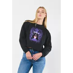 KOAJ - Buzo crop top negro con diseño de Blanca N Mujer