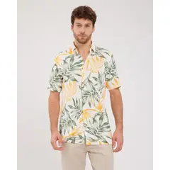 PATPRIMO - Camisa Manga Corta Estampada Para Hombre Mandarina
