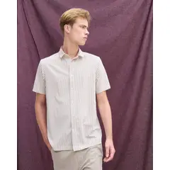 SEVEN SEVEN - Camisa Regular A Rayas Para Hombre Café
